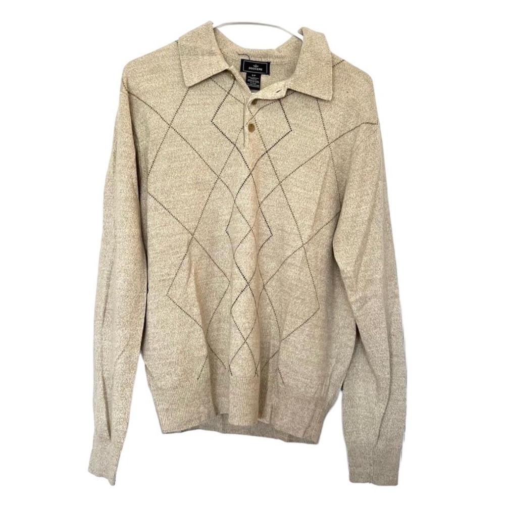 Dockers Mens Light Brown Collared Long Sleeve